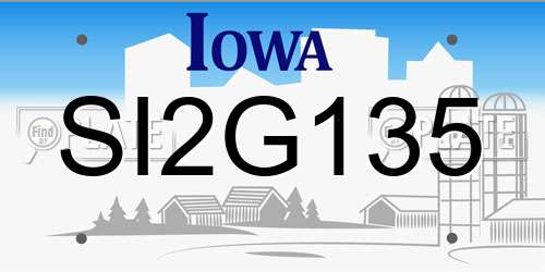 SI2G135 Iowa License Plate