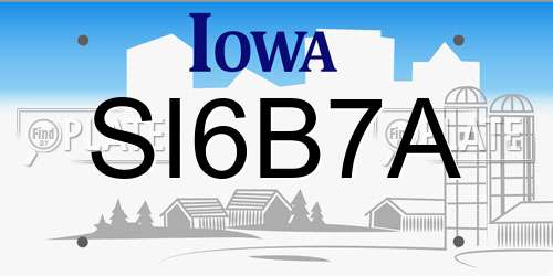 SI6B7A Iowa License Plate
