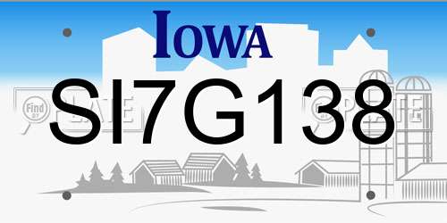 SI7G138 Iowa License Plate