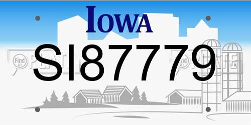 SI87779 Iowa License Plate