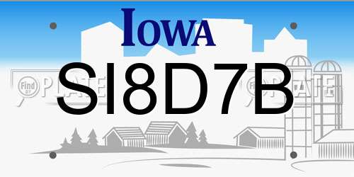 SI8D7B Iowa License Plate