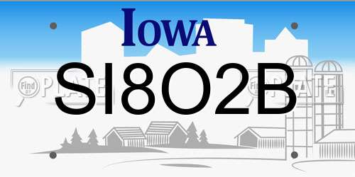 SI8O2B Iowa License Plate