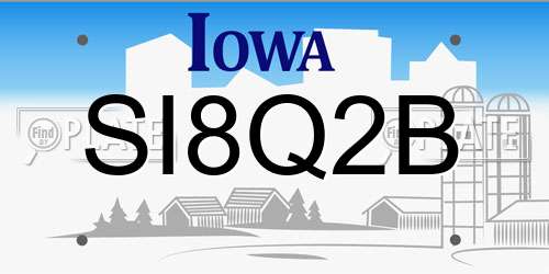 SI8Q2B Iowa License Plate