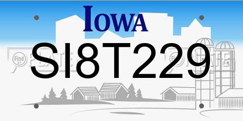 SI8T229 Iowa License Plate