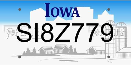 SI8Z779 Iowa License Plate