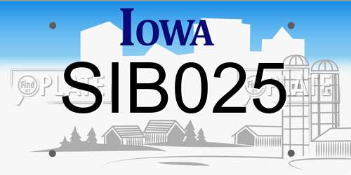 SIB025 Iowa License Plate