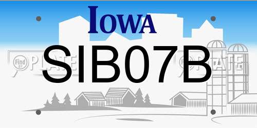 SIB07B Iowa License Plate