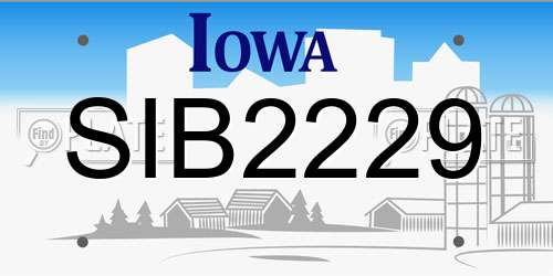 SIB2229 Iowa License Plate