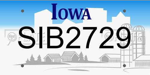 SIB2729 Iowa License Plate