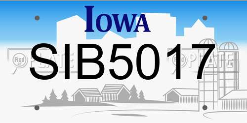 SIB5017 Iowa License Plate