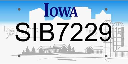 SIB7229 Iowa License Plate