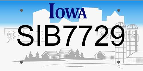 SIB7729 Iowa License Plate