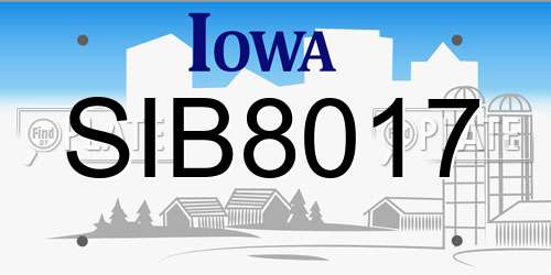 SIB8017 Iowa License Plate