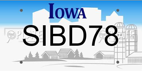 SIBD78 Iowa License Plate