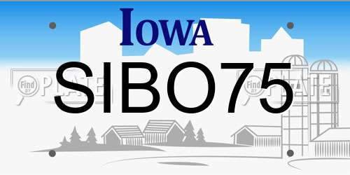 SIBO75 Iowa License Plate