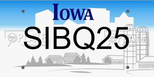 SIBQ25 Iowa License Plate