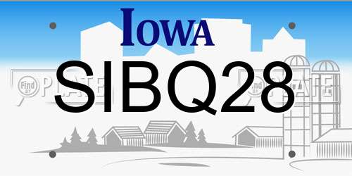 SIBQ28 Iowa License Plate