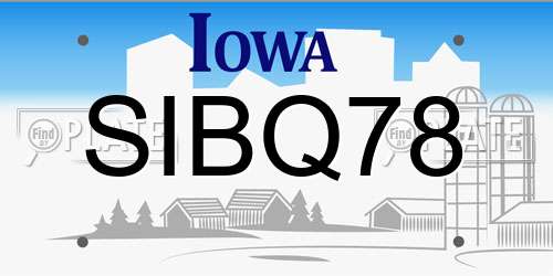 SIBQ78 Iowa License Plate