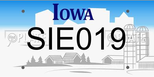 SIE019 Iowa License Plate