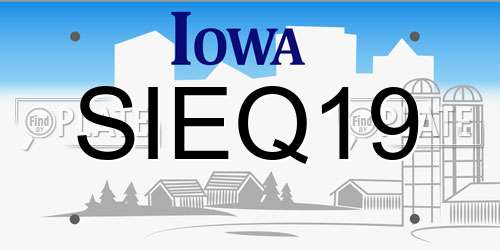SIEQ19 Iowa License Plate