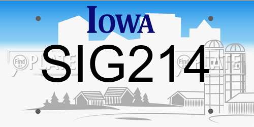 SIG214 Iowa License Plate
