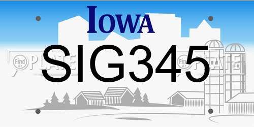 SIG345 Iowa License Plate