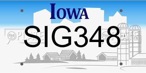 SIG348 Iowa License Plate