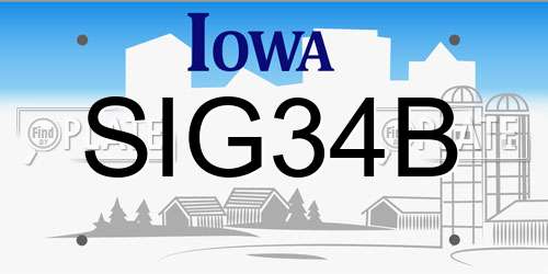SIG34B Iowa License Plate