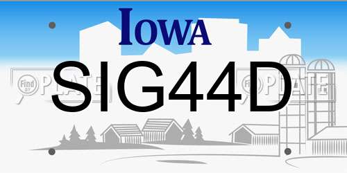 SIG44D Iowa License Plate