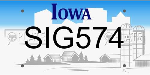 SIG574 Iowa License Plate