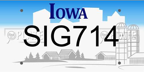 SIG714 Iowa License Plate