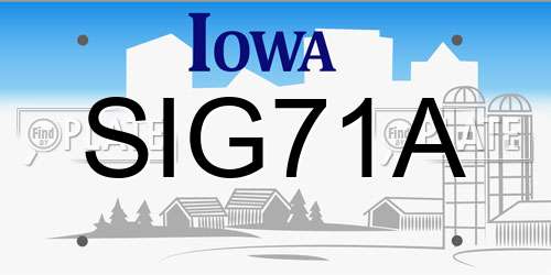 SIG71A Iowa License Plate