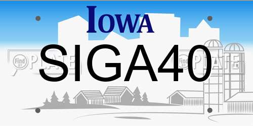 SIGA40 Iowa License Plate