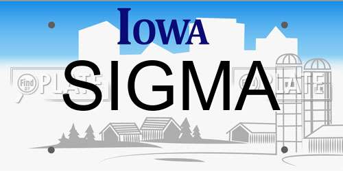 SIGMA Iowa License Plate