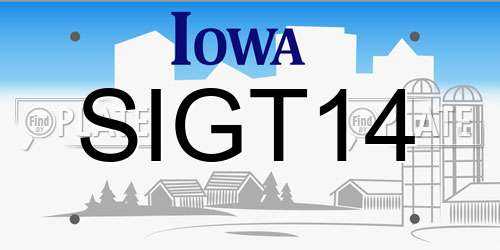 SIGT14 Iowa License Plate
