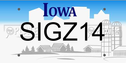SIGZ14 Iowa License Plate