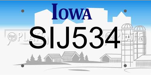 SIJ534 Iowa License Plate