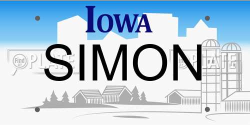 SIMON Iowa License Plate