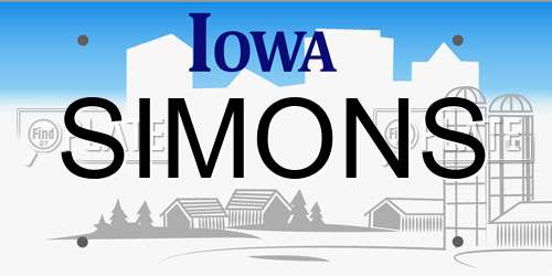 SIMONS Iowa License Plate