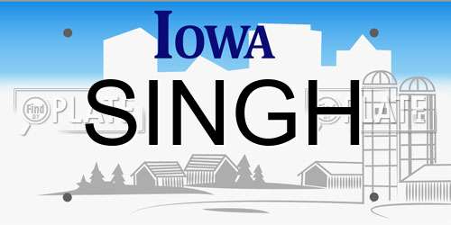 SINGH Iowa License Plate