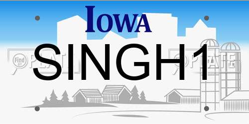 SINGH1 Iowa License Plate