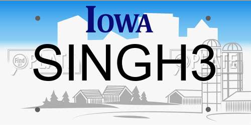 SINGH3 Iowa License Plate