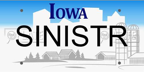 SINISTR Iowa License Plate