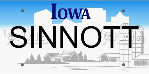 SINNOTT Iowa License Plate