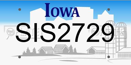 SIS2729 Iowa License Plate