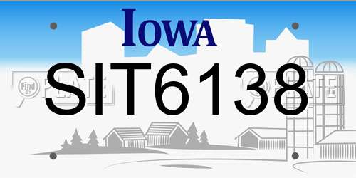 SIT6138 Iowa License Plate