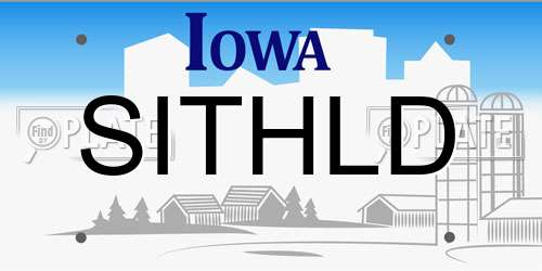 SITHLD Iowa License Plate