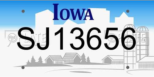 SJ13656 Iowa License Plate