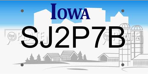 SJ2P7B Iowa License Plate