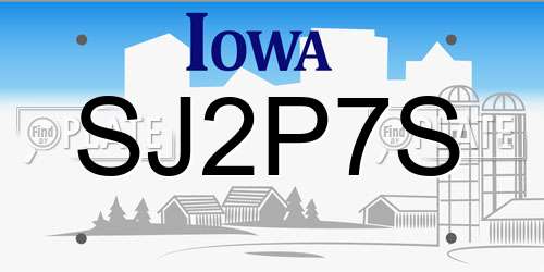 SJ2P7S Iowa License Plate